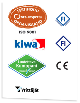 Sertifioitu SFS inspecta organisaatio ISO 9001, Tilaajavastuu, Suomen Yrittäjien jäsenyritys